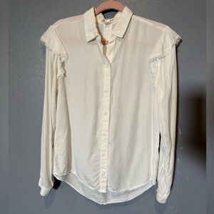 Anthropologie Cloth and‎ Stone Fringe Shoulder Button Down- Small